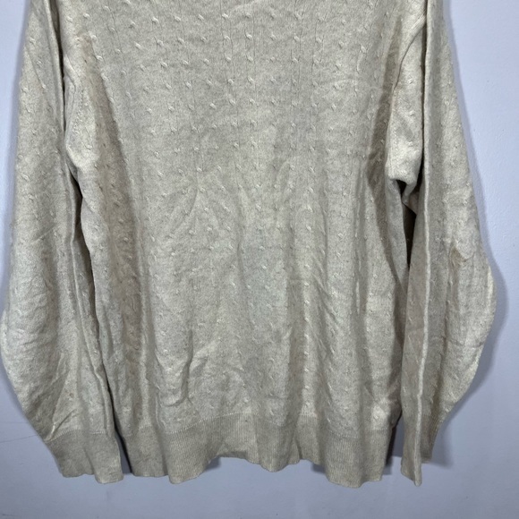 I Levrieri Men’s Beige Cashmere Silk Blend Cable Knit Crewneck Sweater - Picture 7 of 12